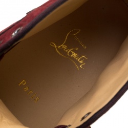 Pre Owned Christian Louboutin Burgundy Croc Effect Suede Louis High Top Sneakers Size 40.5