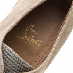 Christian Louboutin Beige Suede and Linen Bruno Orlato Lace Up Derby Size 42.5 