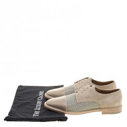 Christian Louboutin Beige Suede and Linen Bruno Orlato Lace Up Derby Size 42.5 