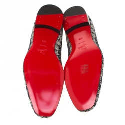 Pre Owned Christian Louboutin Two Tone Houndstooth Weave Dandelion Tassel Loafers Size 43.5