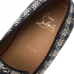 Pre Owned Christian Louboutin Two Tone Houndstooth Weave Dandelion Tassel Loafers Size 43.5