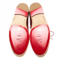 Christian Louboutin Red Suede Cadaques Espadrille Desert Boots Size 41