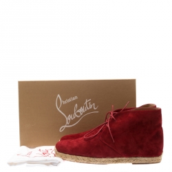 Christian Louboutin Red Suede Cadaques Espadrille Desert Boots Size 41