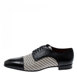 Christian Louboutin Black Leather And Canvas Lace Up Oxford Size 44