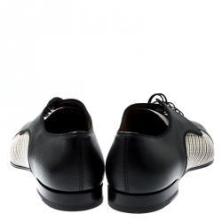 Christian Louboutin Black Leather And Canvas Lace Up Oxford Size 44
