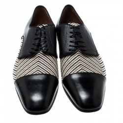 Christian Louboutin Black Leather And Canvas Lace Up Oxford Size 44
