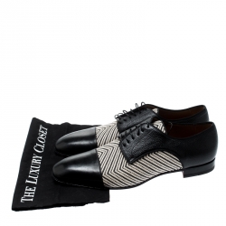 Christian Louboutin Black Leather And Canvas Lace Up Oxford Size 44