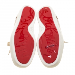 Pre Owned Christian Louboutin Beige/Brown Canvas and Leather Rantulow Sneakers Size 43
