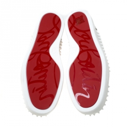 مملوكة مسبقًا حذاء رياضي كريستيان لوبوتان سبايكز لوي جونيور جلد أبيض مقاس 45