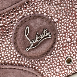 Pre Owned حذاء سنيكرز كريستيان لوبوتان لويس رقبة مرتفعة جلد وردي مرصع بستراس مقاس 40