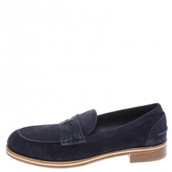 Pre Owned Christian Louboutin Blue Suede Montezumolle Flat loafer Size 44