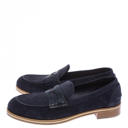 Pre Owned Christian Louboutin Blue Suede Montezumolle Flat loafer Size 44