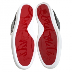 Pre Owned Christian Louboutin Black/White Leather Rantus High Top Sneakers Size 44