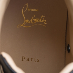 Pre Owned Christian Louboutin Black/White Leather Rantus High Top Sneakers Size 44