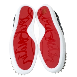 Christian Louboutin Black/Silver Loubi in the Sky Jacquard and Suede Spikes Orlato Sneakers Size 43