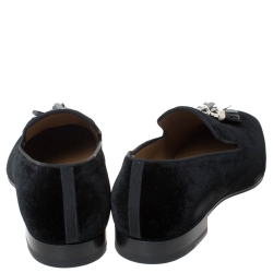 مملوكة مسبقًا Christian Louboutin Black Velvet Rivalion Slip On Loafers Size 43
