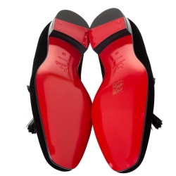 مملوكة مسبقًا Christian Louboutin Black Velvet Rivalion Slip On Loafers Size 43