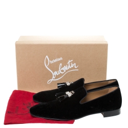 مملوكة مسبقًا Christian Louboutin Black Velvet Rivalion Slip On Loafers Size 43