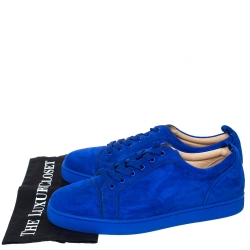 مملوكة مسبقًا Christian Louboutin Cobalt Blue Suede Louis Junior Sneakers Size 43.5