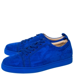 مملوكة مسبقًا Christian Louboutin Cobalt Blue Suede Louis Junior Sneakers Size 43.5