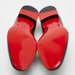 مملوكة مسبقًا Christian Louboutin Black Leather and Raffia Panamax Spiked Loafers Size 43.5  