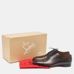 Pre Owned Christian Louboutin Black Leather Greggo Oxfords Size 44