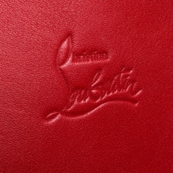 Pre Owned Christian Louboutin Black Leather Spike Zip Around Wristlet Clutch