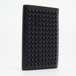 Pre Owned Christian Louboutin Black Leather Empire Spikes Passport Holder