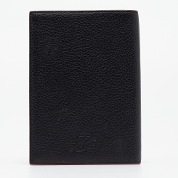 Pre Owned Christian Louboutin Black Leather Empire Spikes Passport Holder