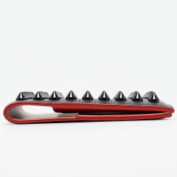 Pre Owned Christian Louboutin Black Leather Empire Spikes Passport Holder