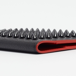 Pre Owned Christian Louboutin Black Leather Empire Spikes Passport Holder