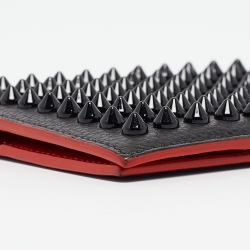 Pre Owned Christian Louboutin Black Leather Empire Spikes Passport Holder