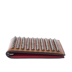 Christian Louboutin Tan Leather Clipsos Studded Bi Fold Wallet