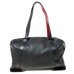 Pre Owned Christian Louboutin Grey Nubuck and Leather Bagdamon Duffle Bag