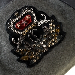 Pre Owned Christian Louboutin Grey Nubuck and Leather Bagdamon Duffle Bag