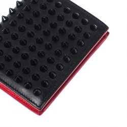 Pre Owned Christian Louboutin Black Leather Clipsos Studded Bifold Wallet