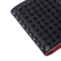 Pre Owned Christian Louboutin Black Leather Clipsos Studded Bifold Wallet