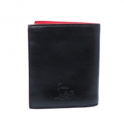Pre Owned Christian Louboutin Black Leather Clipsos Studded Bifold Wallet