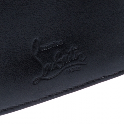 Pre Owned Christian Louboutin Black Leather Clipsos Studded Bifold Wallet