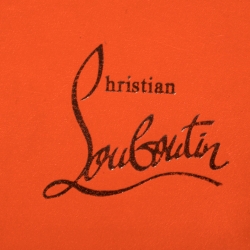Christian Louboutin Neon Orange Leather Clipsos Studded Bifold Wallet