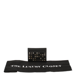 Christian Louboutin Black Leather Studded Kios Card Holder