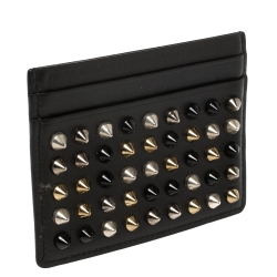 Christian Louboutin Black Leather Studded Kios Card Holder