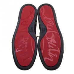 Christian Louboutin Two Tone Suede And Leather Bubble Spikes High Top Sneakers Size 43