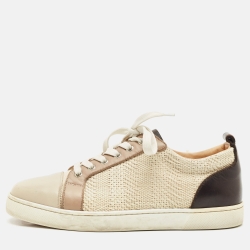 Christian Louboutin Multicolor Woven Fabric and Leather Junior Orlato Sneakers Size 40.5