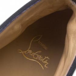 Pre Owned Christian Louboutin Monochrome Leather Lou Crystal Embellished Spikes Orlato Sneakers Size 42.5