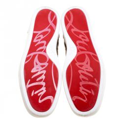 Pre Owned Christian Louboutin Mulitcolor Glitter Fabric and Leather High Top Sneakers Size 42