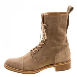 Christian Louboutin Beige Suede Toerless Lace Up Ankle Boots Size 42