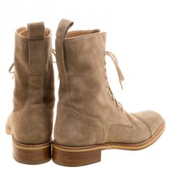 Christian Louboutin Beige Suede Toerless Lace Up Ankle Boots Size 42