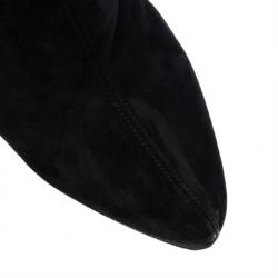Pre Owned Christian Louboutin Black Suede Lady Daf Booty Platform Ankle Boots Size 37.5