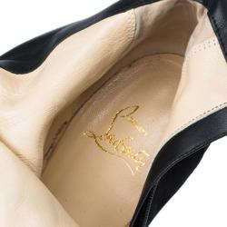 Pre Owned Christian Louboutin Black Suede Lady Daf Booty Platform Ankle Boots Size 37.5